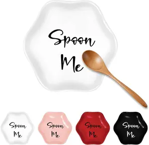 Funny Ceramic Spoon Rest for Kitchen Counter Stove Top, 5.8 Inch Heat-Resistant Utensil Holder for Cooking, Spoons, Ladles, Tongs, Cute Kitchen Decor, Housewarming Gift for Women Men (White)