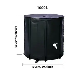 Foldable heavy-duty rain collection barrel / portable emergency water tank / rain collector; reinforced support rods prevent tipping; two outlets at top and bottom for easy access to water; suitable for gardens and outdoor gatherings.
