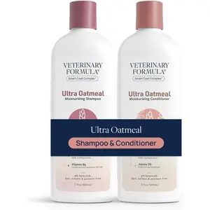 Moisturizing Ultra Oatmeal Shampoo & Conditioner Bundle for Dogs & Cats with Colloidal Oatmeal & Jojoba, Leaves Coat Soft, Shiny & Hydrated, 2 x 17 Fl Oz Bottles