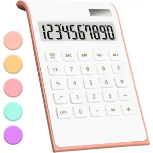Rose Gold Office Calculator and Accessories, 10-Digit Solar & Battery - Powered Basic Desktop Calculator with Large LCD Display, Pink