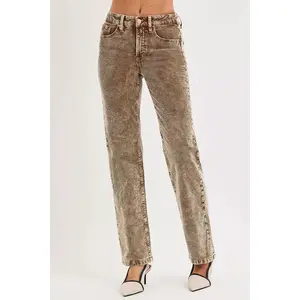 Tummy Control Mid Rise Straight Leg RISEN Corduroy Pants - Womenswear Bottoms