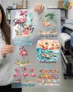 6PCS Designs Flamingo Gang Sheet, Summer Lover Gang Sheet, Beach DTF Transfer, Flamingo Lover Ready For Press Designs, Iron On Summer Vibes DTF, Stay Salty DTF WS-64