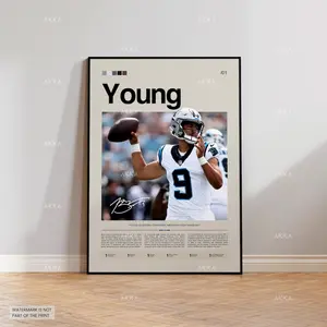 Bryce Young Poster, Young Panthers Print, Framed Carolina Panthers Art, Bryce Young Wall Decor, NFL Print Fan Gift Idea, Young Quarterback