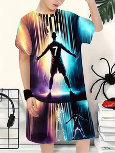 Boys' 2-Piece Casual Hoodie & Shorts Set, 3D Printed Anime Character Role Play, Loose Fit, Perfect for Outdoor Fun