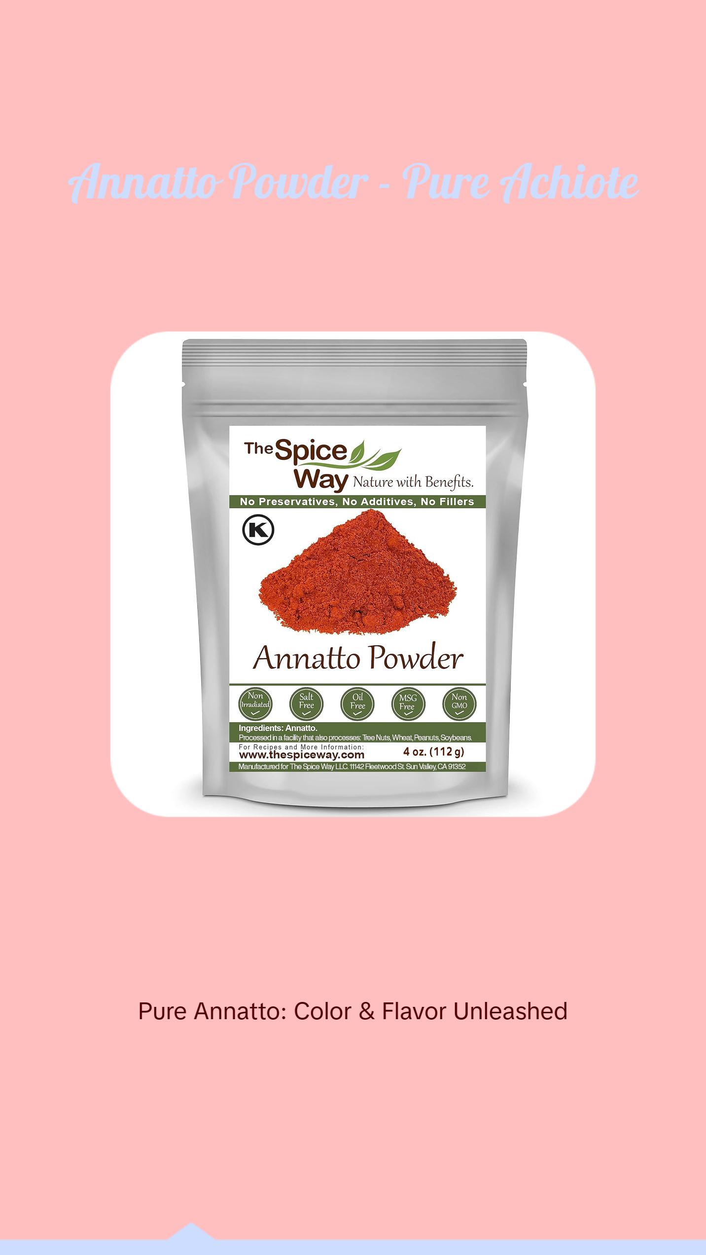 The Spice Way Annatto Powder - Pure & Fresh Achiote Seasoning - No Preservatives - Non-GMO