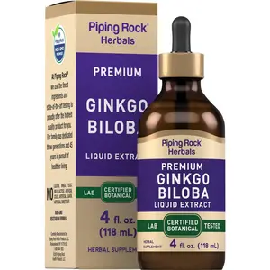 Piping Rock Ginkgo Biloba Supplements | 4 fl oz | Premium Liquid Herbal Extract | Certified Botanical | Non GMO, Gluten Free