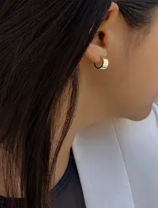 SONIA HOU BOSS Chubby Mini Hoops Huggies - Sterling Silver S925 | Minimalist Chic Fashionable Trendy Luxury Fine Jewelry Silver Minimalist