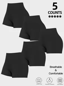 Women's Solid Color Breathable Comfortable Skinny Shorts, Breathable Stretch Shorts, Casual Comfy Breathable Shorts for Daily Wear, Ladies Bottoms for Summer