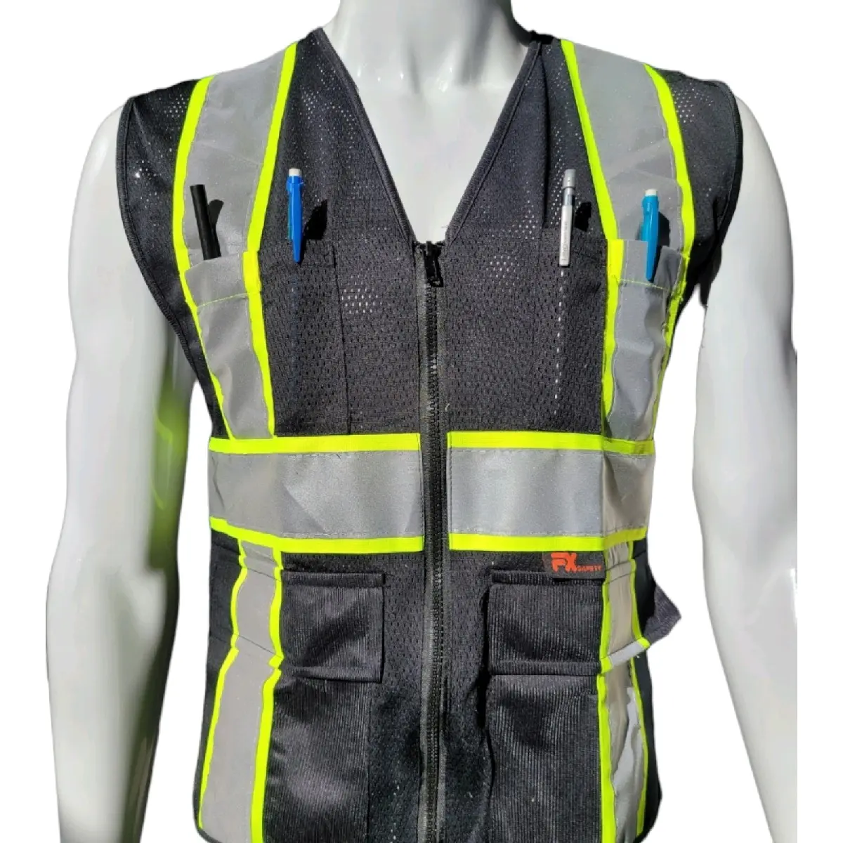 TFX Hi Vis Jacket Vest - High Visibility Safety Vest with Reflective Stripes, Construction Work Safety Gear for Home Improvement Use