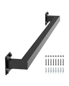 VEVOR Wall Mounted Stair Handrail 4ft Black Iron Staircase Handrail Indoor 250lbs Load Capacity Industrial Railing for Steps Square Tube Loft Porch Deck 2 Sections