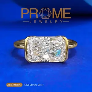 S925 Sterling Silver Radiant Rectangle Rings (4ct) Ice Flower Radiance 5A Cubic Zirconia Engagement Rings  Stylish and Versatile , Elegant Charm, Perfect for Women’s Daily Wear and Gifts
