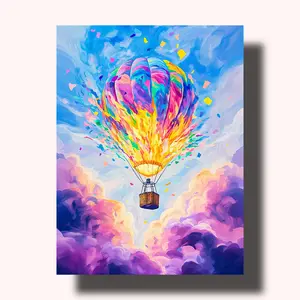 Colorful Hot Air Balloon Paint by Numbers Kit - High-Quality Canvas, Pre-Mixed Acrylic Paints for Relaxing Creativity, Ideal for Beginners, Great for Home Décor