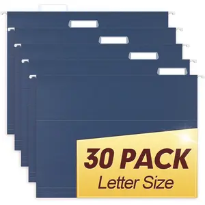 Hanging File Folders, 30 Pack Reinforced Letter Size Hanging Folders, Designed for Bulky Files, Filing Cabinet, 1/5-Cut Adjustable Tabs (Blue)