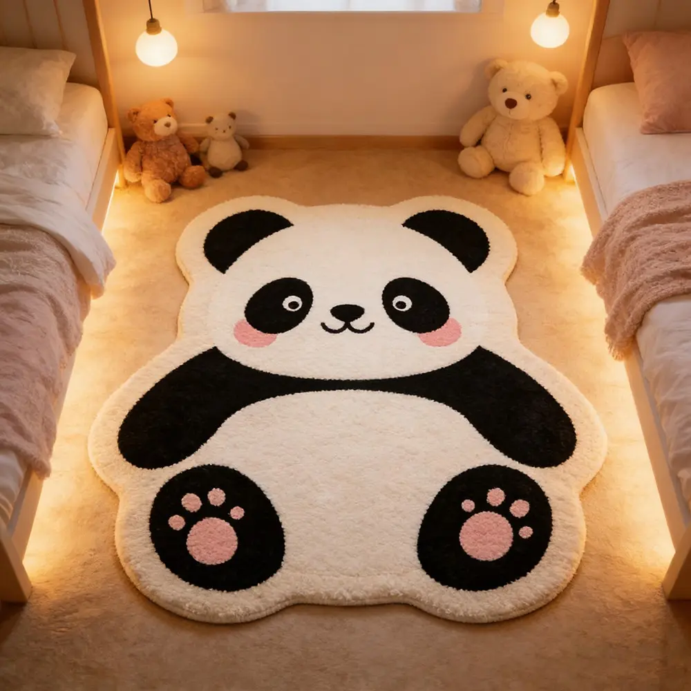 Adorable Cartoon Panda Rug, Soft Plush Carpet for Bedroom, Living Room, Balcony, Bathroom, Bedside Decor, Home Decoration Mat, Cartoon Pattern Rug, Soft Shaggy Rug, Fluffy Rug, Soft Fluffy Rugs, Kawaii Rug, Decorative Rug