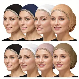 4pcs Classic Lined Prayer Cap with Anti-Slip Headscarf, Compatible with Various Scarves, Ideal for Perfect Festive Present, Scarf for Women, Scarf for Women Hijab, Scarf for Women Hij