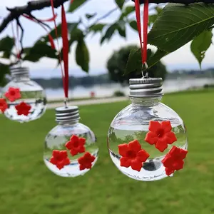 Pet Hummingbird Feeder Waterer, Round Flower Shape, Three-Hole Design, Durable Plastic, Ideal for Bird Care, Easy to Use
