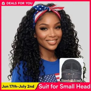 UNice Zero Stress Upgrade Water Wave Headband Wig Human Hair with Drawstring Glueless No Slipping Secure All Day Wigs for Beginners Friendly Summer Wig