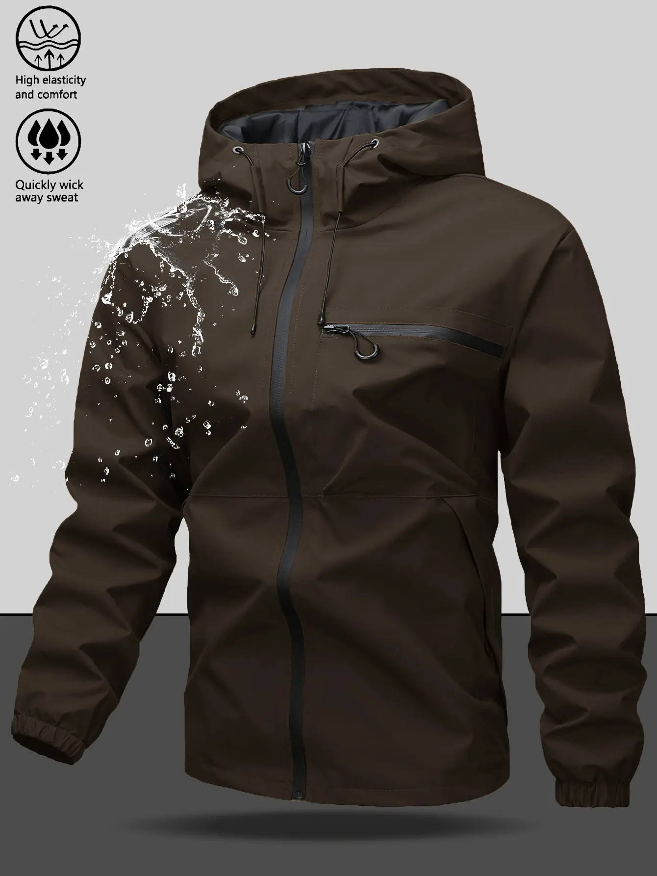 Men's American-Style Solid-Color Multi-Pocket Stylish Hooded Cargo Jacket, Premium Outdoor Look, Bad-Boy Cool Vibe, Xlarge Lightweight All-Season Outerwear, Xlarge Men's Lightweight Jackets