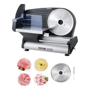 VEVOR Meat Slicer,  7.5 inch Electric Deli Food Slicer, 180W Meat Cutter with two Premium SUS420 Blades, 0-0.6 inch Adjustable Thickness, Food Slicer Machine for Meat, Hard Bread and Cheese, Home Use