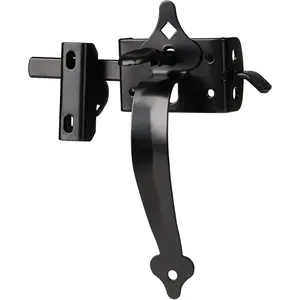 Gate Latch, Thumb Latch Hardware, Gate Latch for Wooden Fence Heavy Duty, Self Locking Latches with 8 inch Handle, Gate Kit for Wooden Fence & Swing Outdoor Gate – Steel, Black Finish