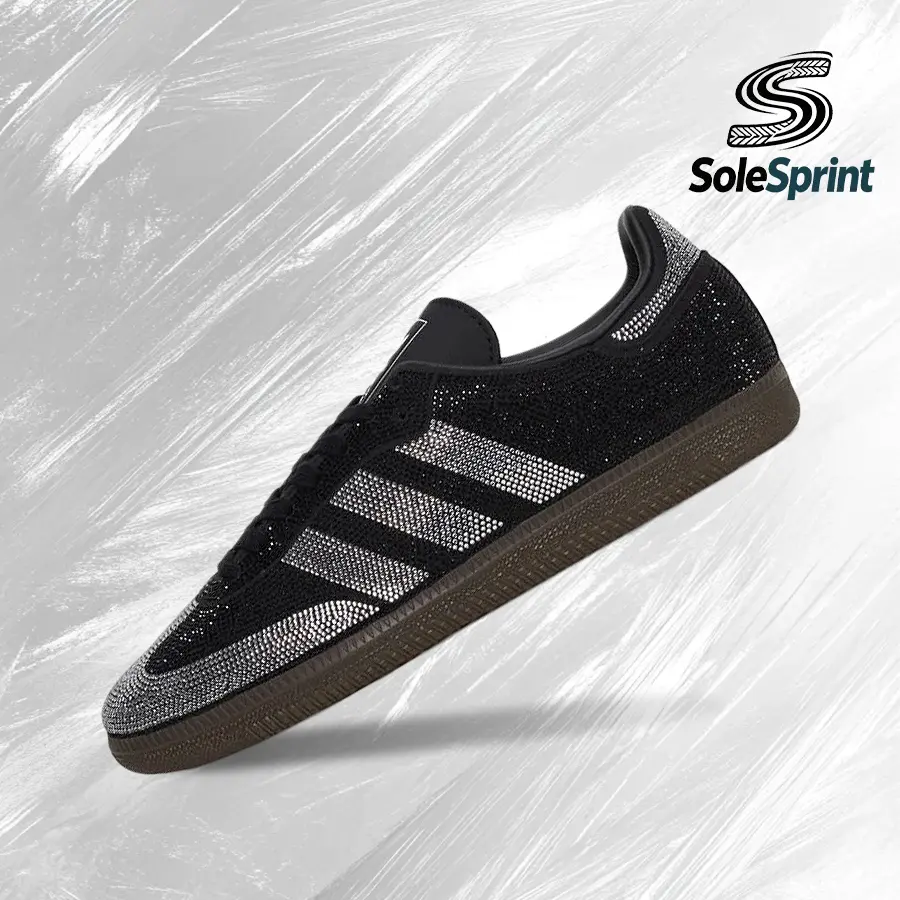 Adidas Samba OG Rhinestone Black Silver (Women's)– Women's Lifestyle Sneakers – Shoes For Woman -Vintage - Autumn & Winter & Spring & Summer-Inspired Running Shoes, Shock-Absorbing Comfort, Gym To Streetwear Casual Wear -Back To School- IH9052