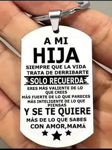 1/2pcs Inspirational Gifts for Men Motivational Quotes Stylish Keychain To My Son To My Daughter HIJO HIJA Spanish Keychain Stainless Steel Keychain