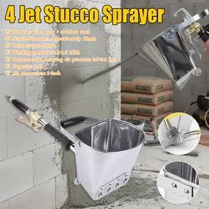 4 Jet Pneumatic Cement Stucco Sprayer Gun Plaster Mortar Automatic Air Panting Tool for Wall,  Stucco Sprayer for Cement Mortar, Wall Texture Plaster, Concrete & Paint Sprayer Tool