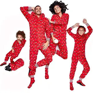 FOCUSNORM Family Christmas Pajamas Matching Set Xmas Holiday Zip Up String Lights  PJs Hooded Women Men Kid Baby Sleepwear