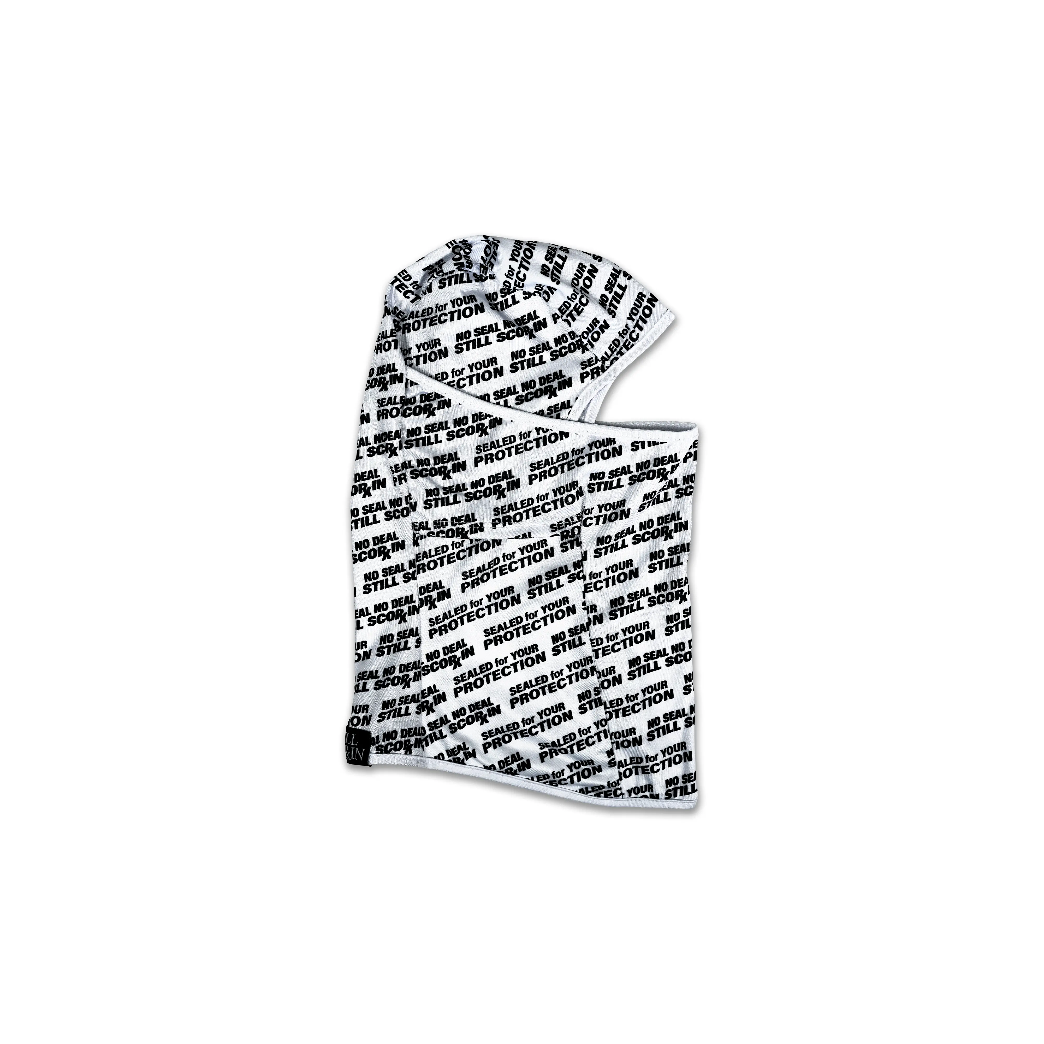 Still Scorin White Sealed for your Protection/No Seal No Deal Allover print Adjustable Ski Mask