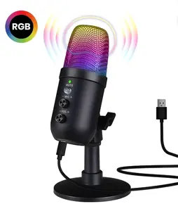 FIFINE AM8 XLR/USB Gaming Microphone for Podcast Recording, Dynamic RGB Mic with Quick Mute, headphone jack, Gain Knob, Volume Control, Desktop Mic for PC Gamer, XLR mic for audio interface mixer, for smartphone
