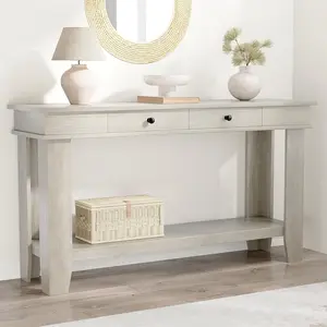 Garvee Rustic Farmhouse Console Table with 2 Drawers - Versatile Entryway, Living Room, Hallway, and Foyer Wood Sofa Table with Ample Storage Space