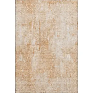 HomeRoots 654819 9x12 ft. Terra Cotta & Ivory Abstract Transitional Dual-Color Rectangular Area Rug, Machine-Made, Washable, with UV Protection, Dual-Color Area Rugs, Rectangular Area Rugs