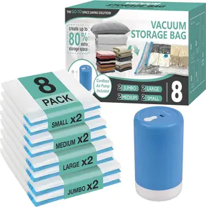 Cordless Vacuum Storage Bags with Rechargeable Air Pump, 8/15/26 Pack Portable Compression Packing Bags for Clothes, Space Saving and Reusable Travel Organizer for Luggage