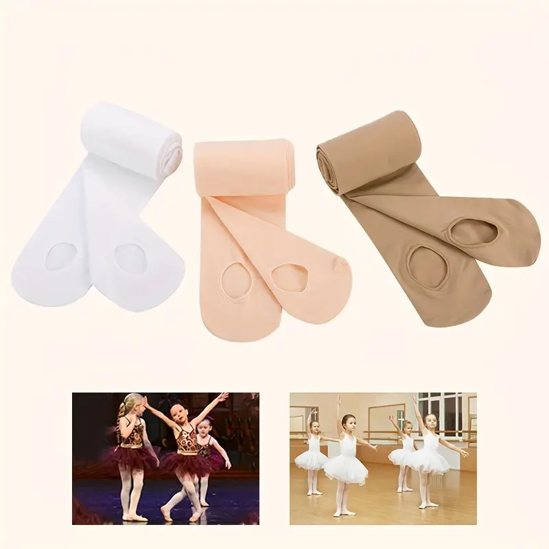 Girls' Ballet Tights, Plain Knit Convertible Dancewear with 15% Spandex, for Toddlers Ages 3-5 for Dance Practice, 3-5 Years Old, 85% Nylon, Ballet Practice, Machine Wash, Over 3 Years Old