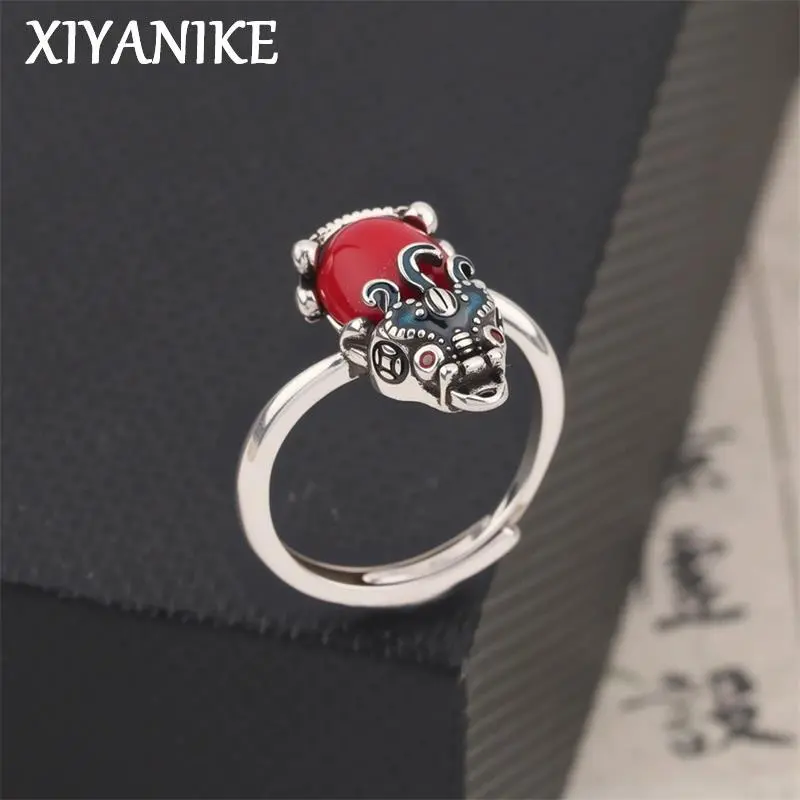 Lucky Wealth Beast Pixiu Adjustable Finger Rings For Men Vintage Animal Fashion New Jewelry Accessories Gift Party