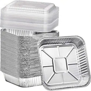8x8 Inch Disposable Aluminum Foil Pans with Clear Lids - 35 Pack Square Baking Containers for Cooking, Heating, Storing Food - Reusable & Leakproof - Perfect for Meal Prep, Party Serving, Leftovers
