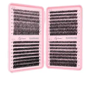 640 clusters, 32 rows, large capacity fluffy clustered eyelashes, 30D, 40D, 50D mixed set eyelash book, D-roll, 9-16mm mixed length, naturally long-lasting curling, reusable DIY eyelash extension cosmetics
