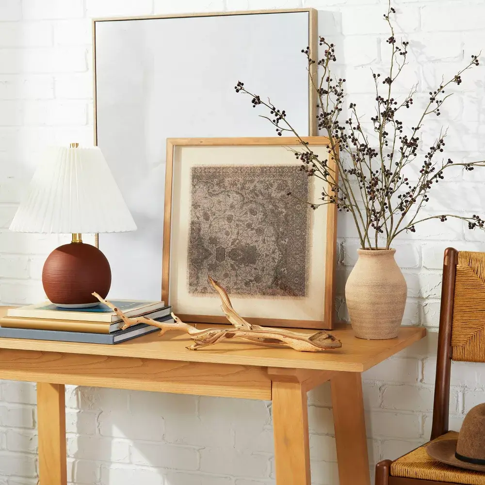 Threshold designed w/Studio McGee Oval Table Lamp with Pleated Shade Red Modern Ceramic Glazed
