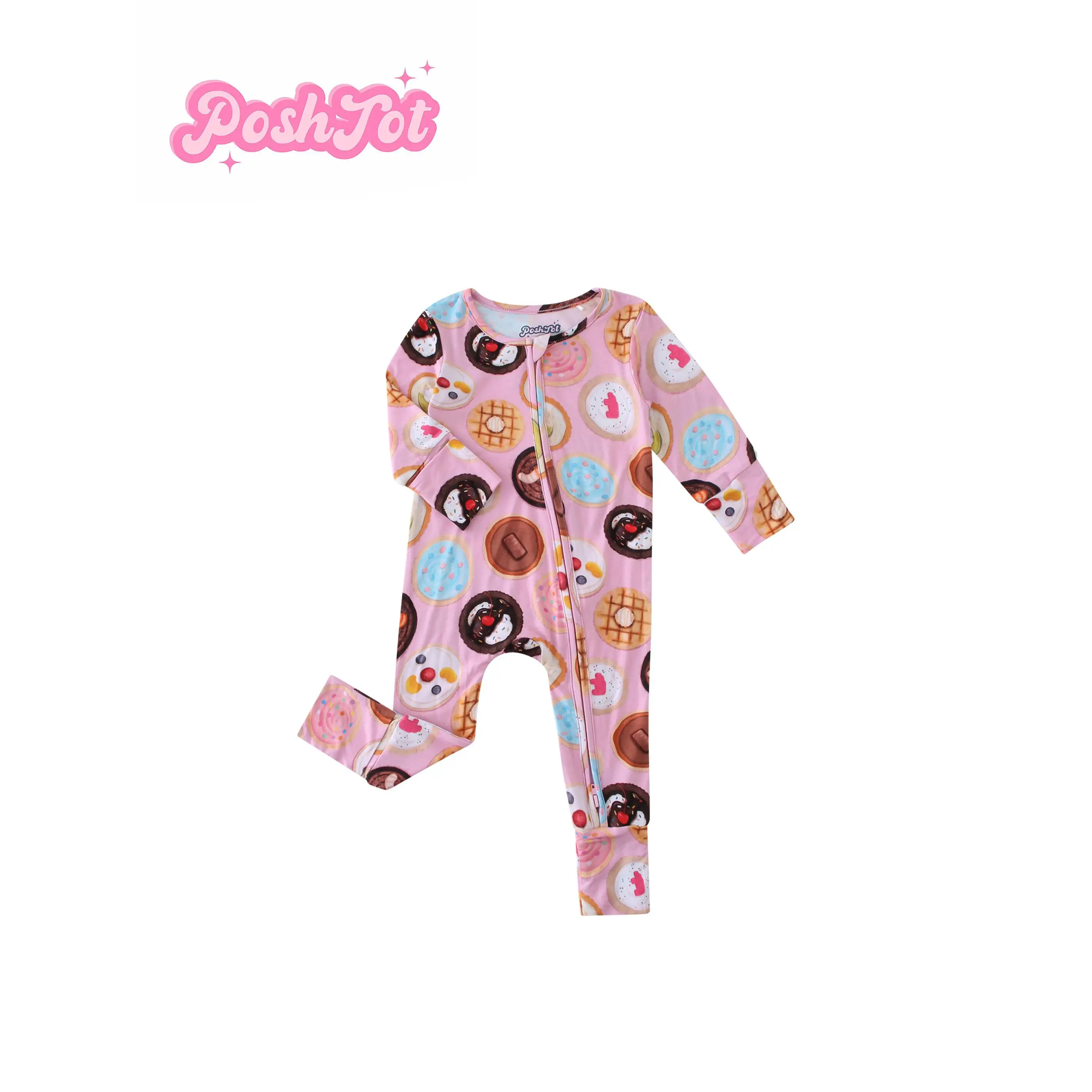 POSHTOT Biscuit Printed Bamboo Fiber Breathable Bamboo Fiber Baby Long Sleeve Pants Tights. Comfortable Fit, Cute, Baby Two-way Zip-up Onesie With Fol