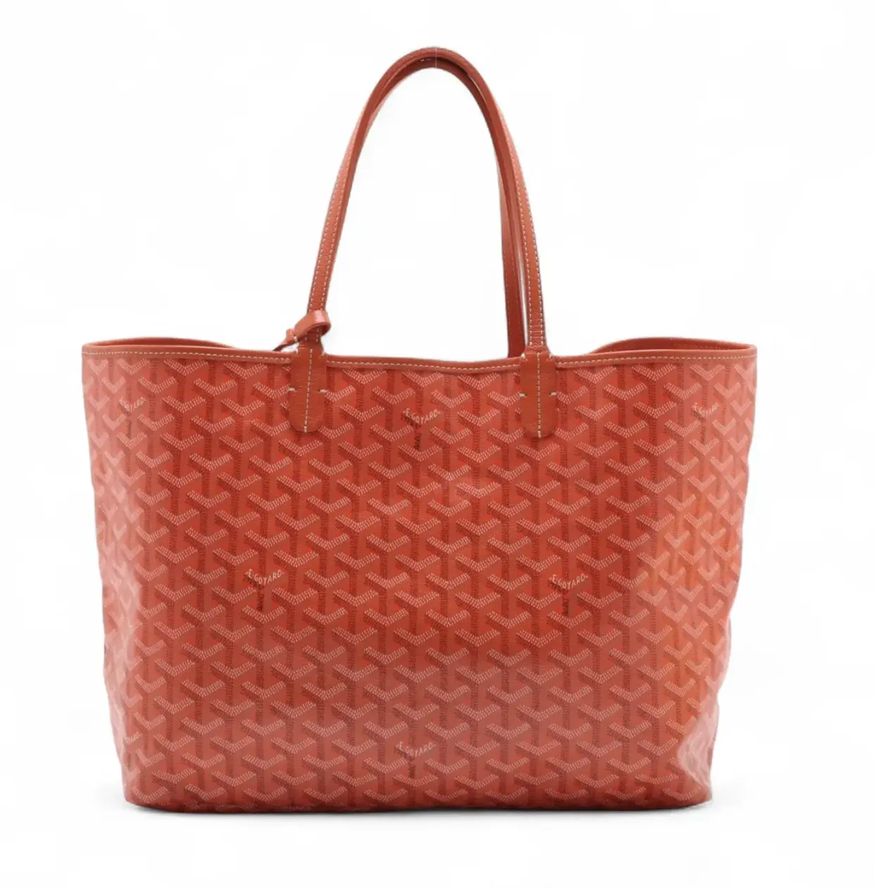 Pre-owned Goyard Goyardine Canvas Tote Bags Saint Louis PM Tote Bag Orange, Lightweight Chevron Design, Travel & Daily Wear Accessory, Silver Accents