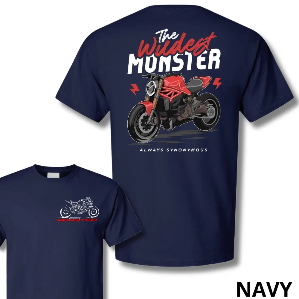 The Wildest Monster Ducati 1200 2 Sides Motorcycle T-Shirt, Bold Biker Graphic Tee for Men & Women, Soft Cotton Blend Streetwear Top, Perfect Gift for Moto Fans