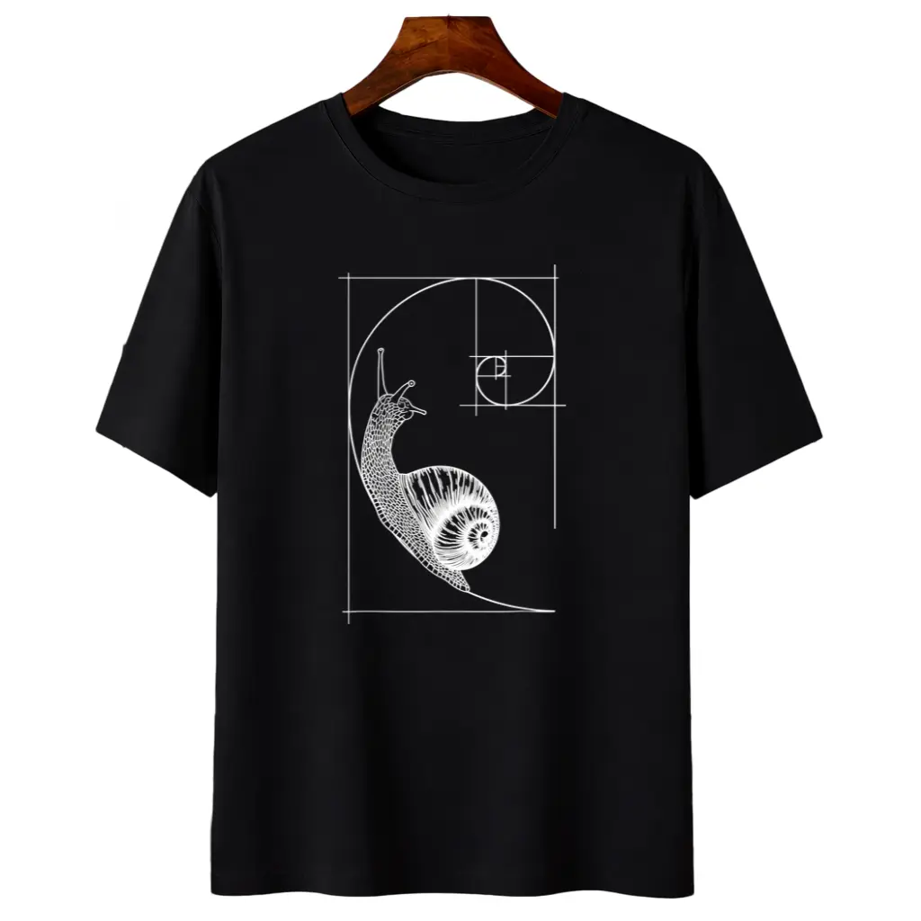 T-Shirt Featuring The Sacred Geometry Ratio of The Snail Fibonacci Spiral for Mathematicians