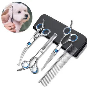 5pcs Pet Safe Scissors - Ambidextrous Stainless Steel Dog Grooming Shears, Grooming Tools with Safe, Round Head for Precision Trimming