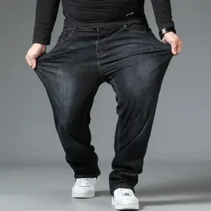jeans pants 10XL Mens Baggy Jeans Oversize High Waist Loose Trousers Large Size Male Denim Pants Husband Plus Size Loose Blue Denim Pants Streetwear Casual Menswear Fashion