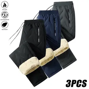 3-Pack,Men's Extreme Cold Weather Thermal Pants - Heavy-Duty Sherpa-Lined Winter Trousers with Drawstring Waist, Non-Stretch Fabric for Skiing, Ice Climbing, Camping-Thermal Joggers , Winter Clothes, Skiing Gear, Jogger Style,  Outdoor Enthusiasts