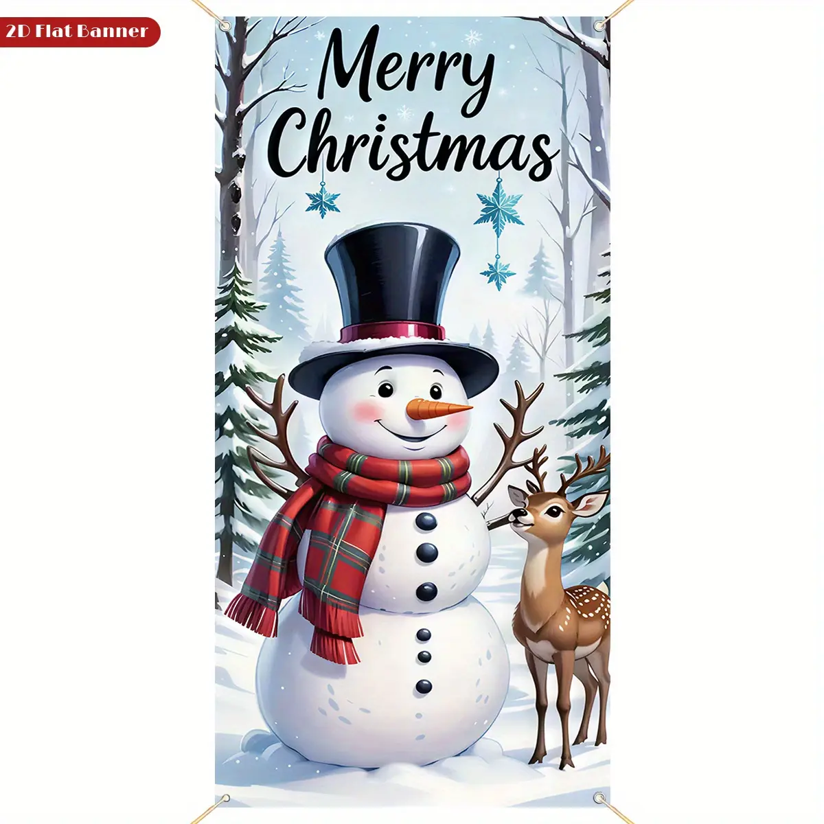 1pc 2D Flat Christmas Door Cover Watercolor Festive Pattern, Easy Installation, Decorative for Door Curtains & Frames, Indoor & Outdoor Use Fits Occasions & Festivals: Weddings, Bachelor Parties, Christmas, Valentine’s Day