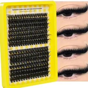 80D+100D Natural Dense False Eyelashes, Eyelash Extension, Mixed Length Individual Lashes, Cosmetics, Beginner Friendly, 0.07mm Thickness, 1 Set