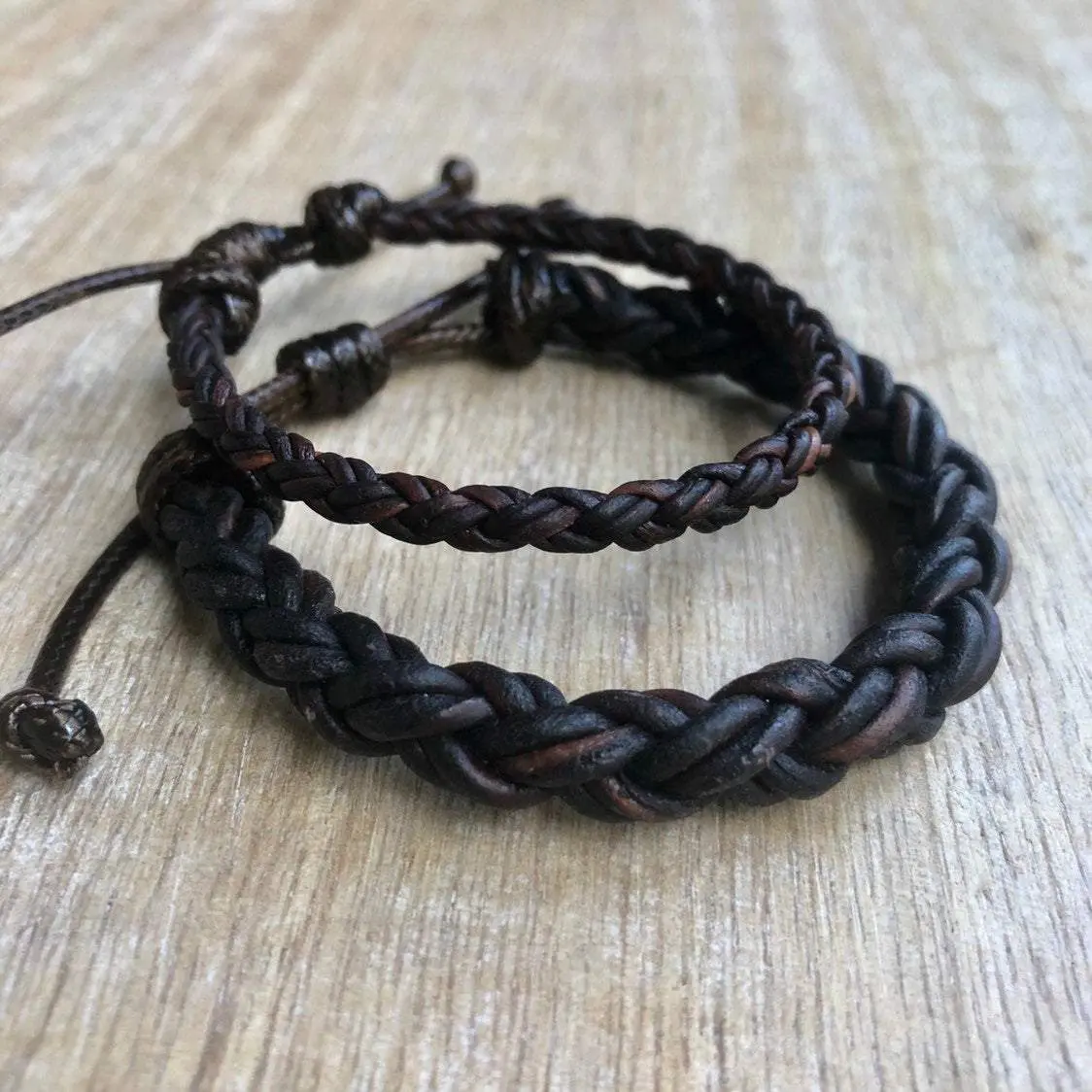Key West II Dark Brown Braided Leather Bracelet, Simple Bracelet, Couple Bracelets, His and Hers, Minimalist LC001641
