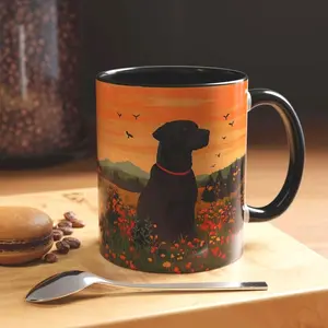 [Sale off up to 65%] Black Labrador Fall Mug - Autumn Coffee Cup for Black Lab Lovers Colorful Sunset Drinkware Chocolate Lab Gifts for Labrador Retriever Owner