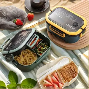 40.58oz Large Capacity Double-Layer Leak-Proof Lunch Container - Microwavable Bento Box, Microwave Safe, Stackable with Fork and Spoon Grooves, Leak-Proof Lid for Office, School, and Travel - BPA-Free Polypropylene - Ideal for Meal Preparation